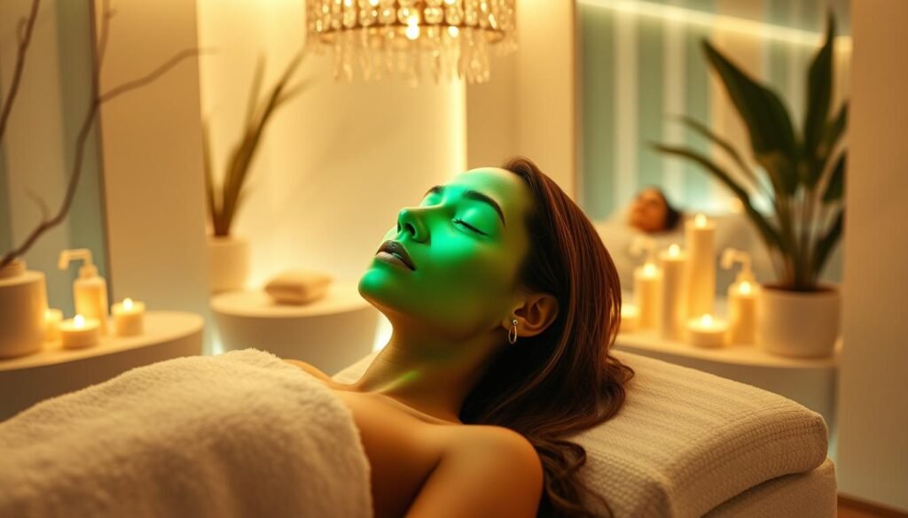 Generate an image of a person experiencing Oligio X treatment at GLOWIN' Beaute